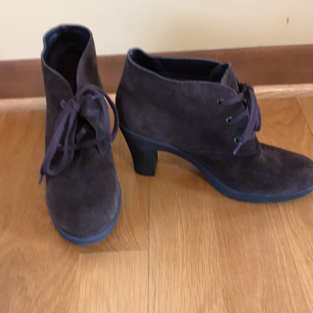 Brown suede, tie up bootie, size 8-1/2